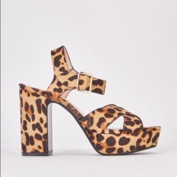 Leopard Print Chunky Heels - Picture 3 of 5